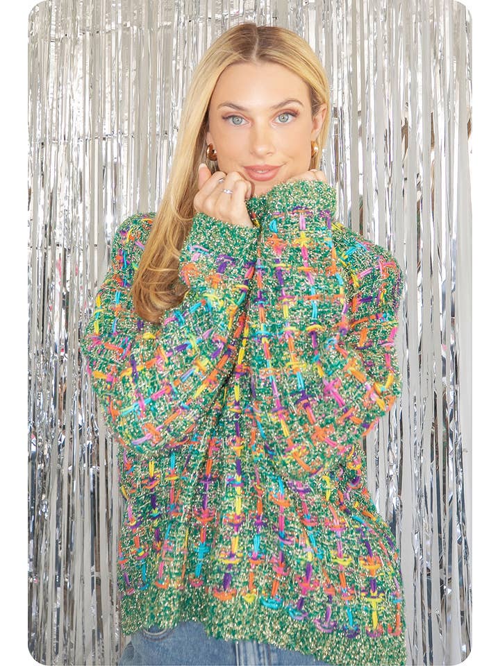 Strut & Bolt - Wholesale Knit Sweater - Women's - Mallard Multi Tweed Pullover Knit Sweater