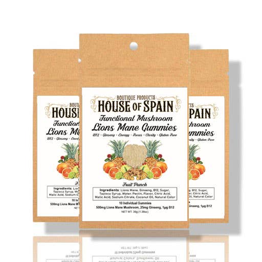 Gomas Funcionais de Cogumelo Juba de Leão - Sabor Fruta 10 Unidades por atacado de House of Spain Wellness