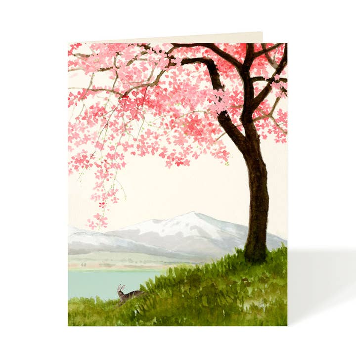 Felix Doolittle - Wholesale Everyday greeting card - Blossoms by the Bank - Scenic Flowering Tree Greeting Cards