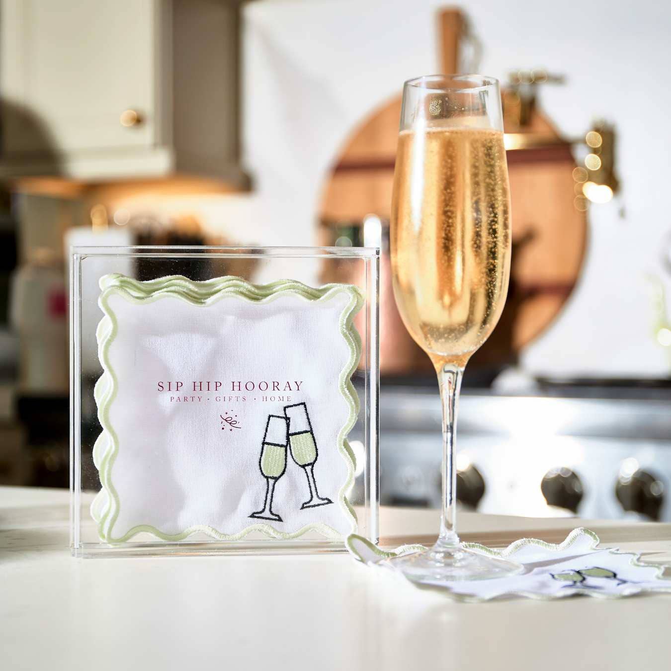 Sip Hip Hooray - Wholesale Dinner & Cloth Napkin - Embroidered Cocktail Napkins with Reusable Acrylic Box 7