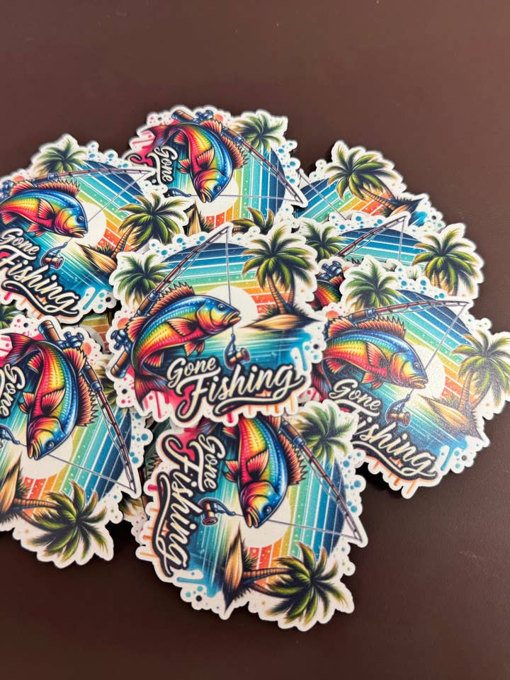 Gone Fishing UV Printed Patches for wholesale by Soda City Hat Co