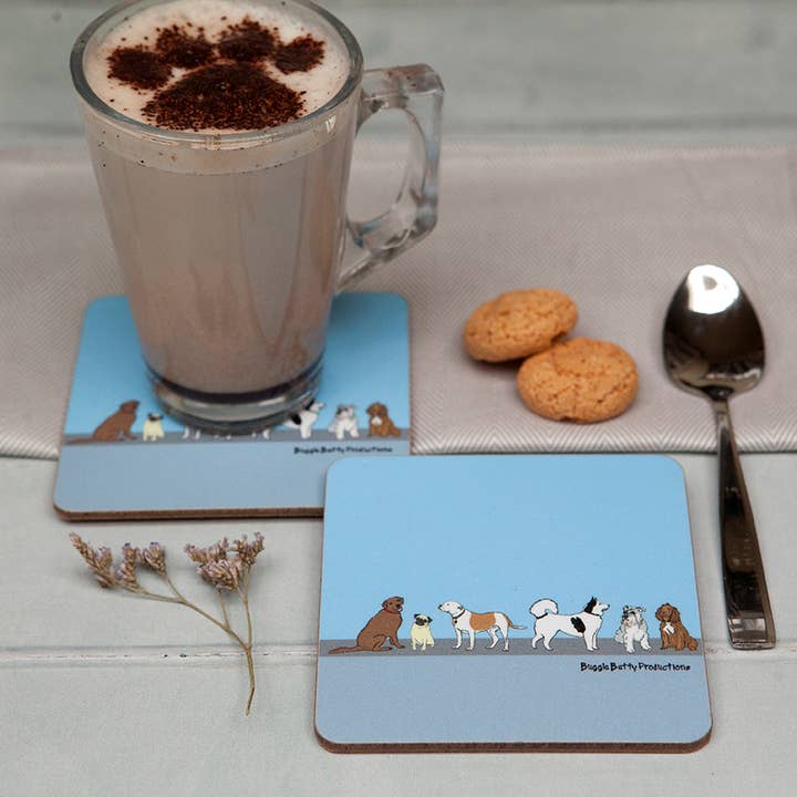 Dogs On A Line Coasters Set Of 4 for wholesale by Buggle Betty Productions