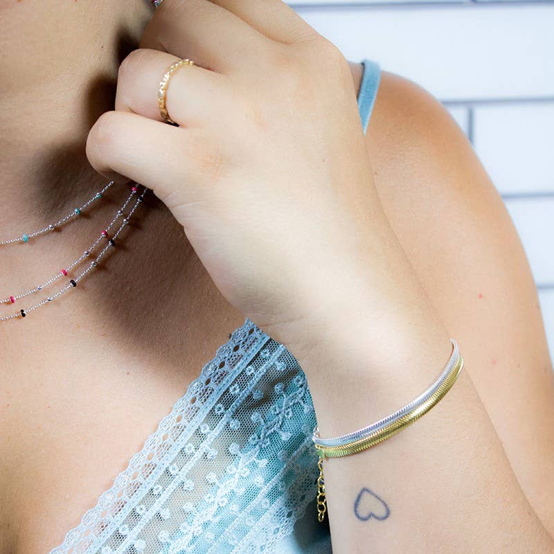 COM FORSA SL - Wholesale Link & Chain Bracelet - Gold Plated Sterling Silver Snake Bracelet 15+3 Cm1