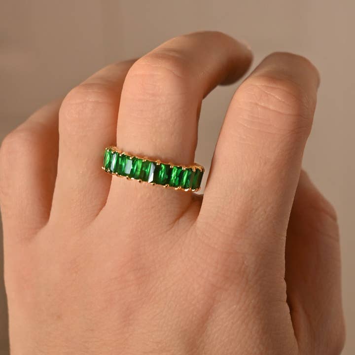 Blueyejewelry – Engroshandel Ring med sten – Bred baguette-skåret diamantring med CZ17