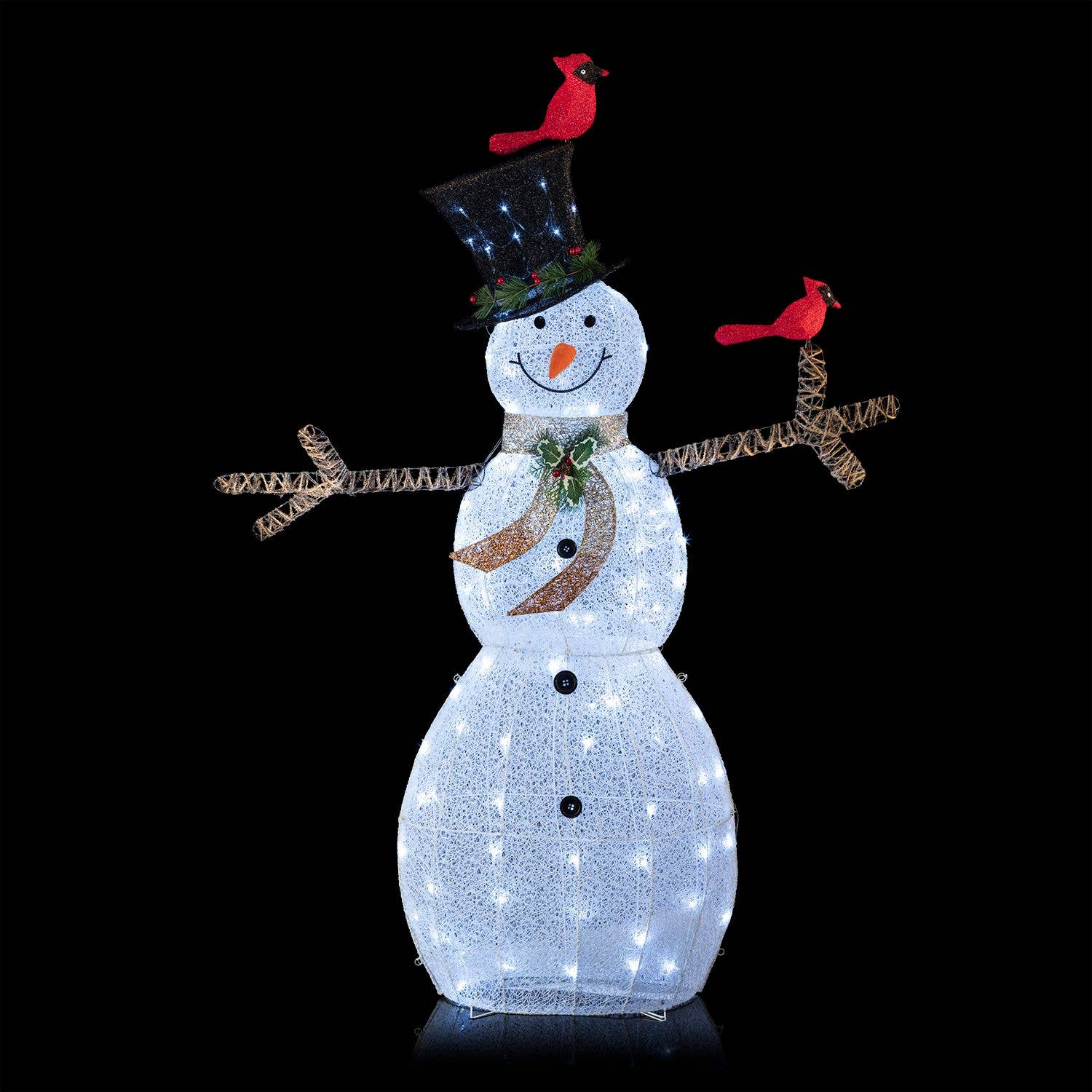 Alpine Corporation - Wholesale Christmas Decoration - Alpine White Mesh Snowman w/Birds & 140 Cool White LED -Lg8
