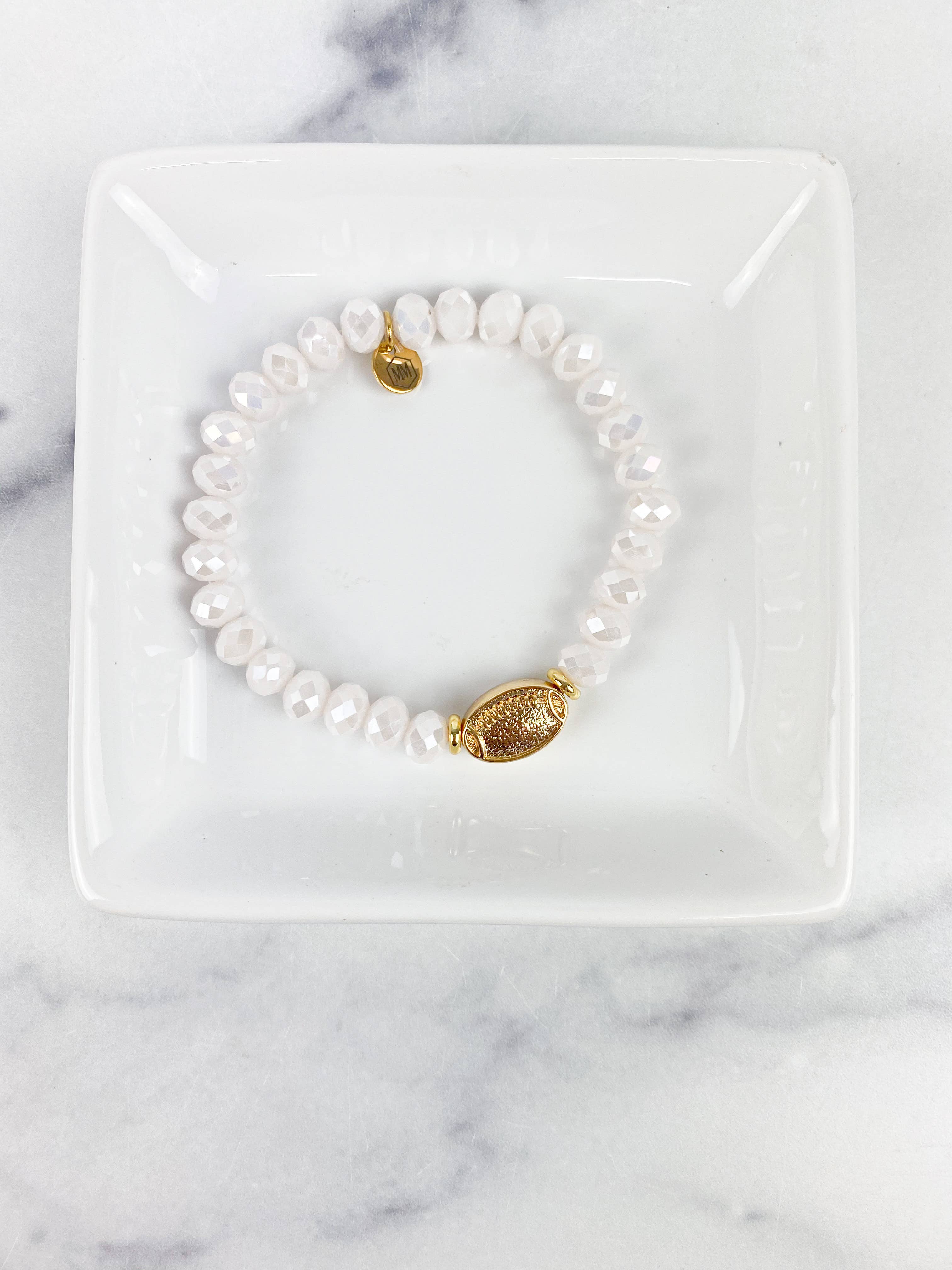 The Mod Miss - Wholesale Beaded Bracelet - Bracelet Crystal Beaded "Gold Football"11