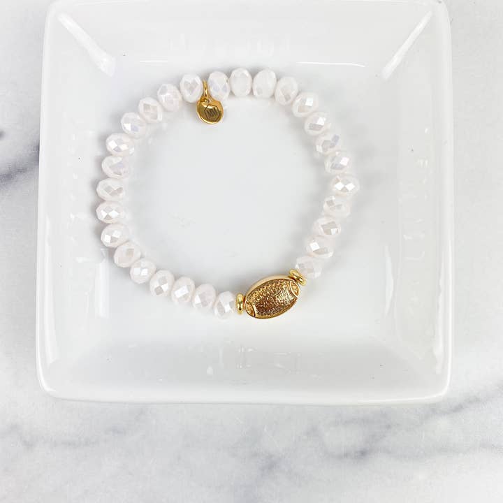 The Mod Miss - Wholesale Beaded Bracelet - Bracelet Crystal Beaded "Gold Football"11