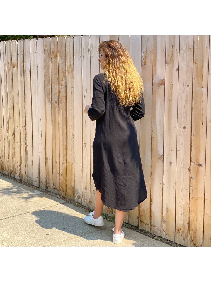 Secret Language – Großhandel Kleid – Damen – Della Hemdkleid /Baumwollkleid, Maxikleid, schwarzes Kleid3