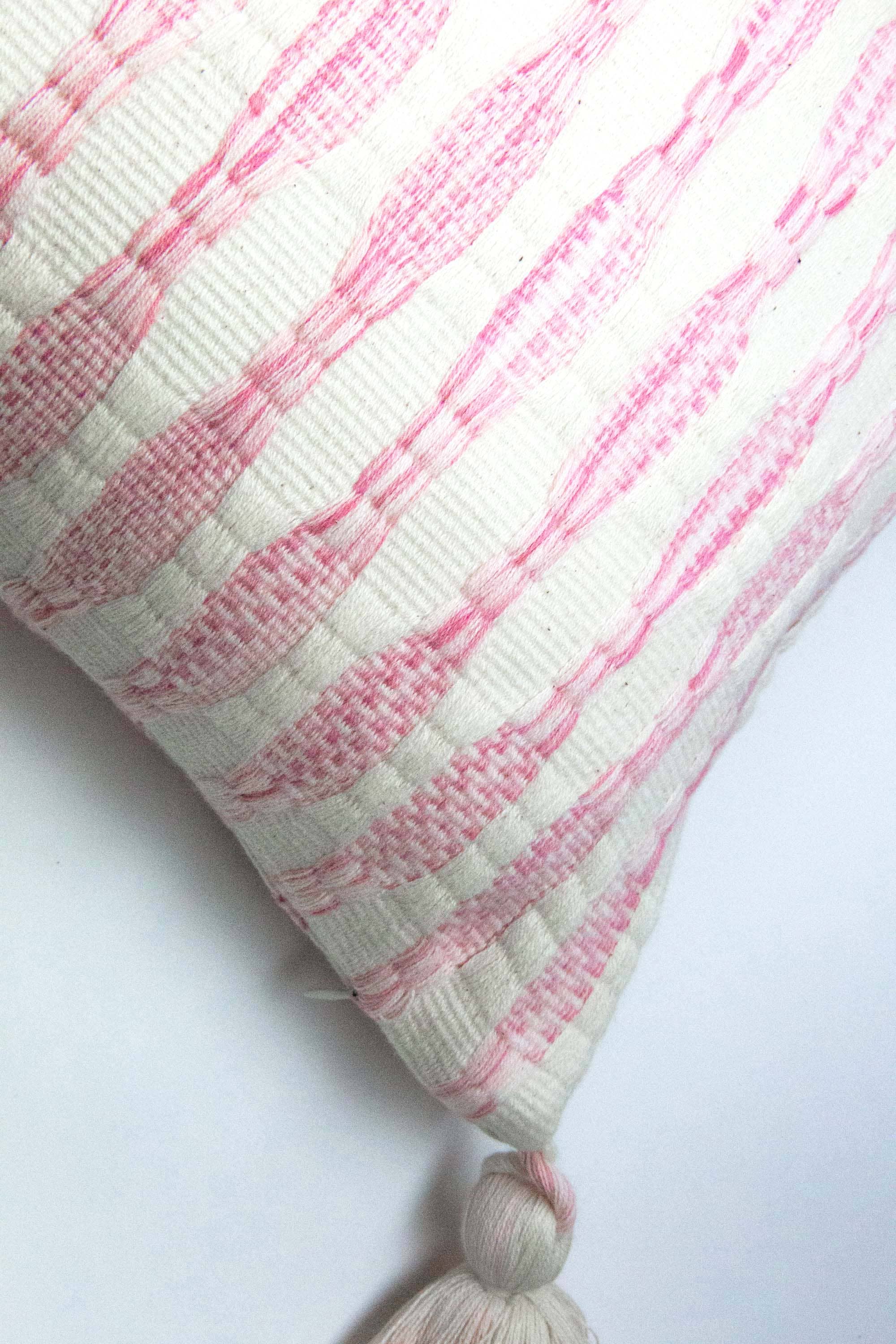 Archive NY - Wholesale Throw/Decorative Pillow - Natural Pink Stripe Antigua Pillow1