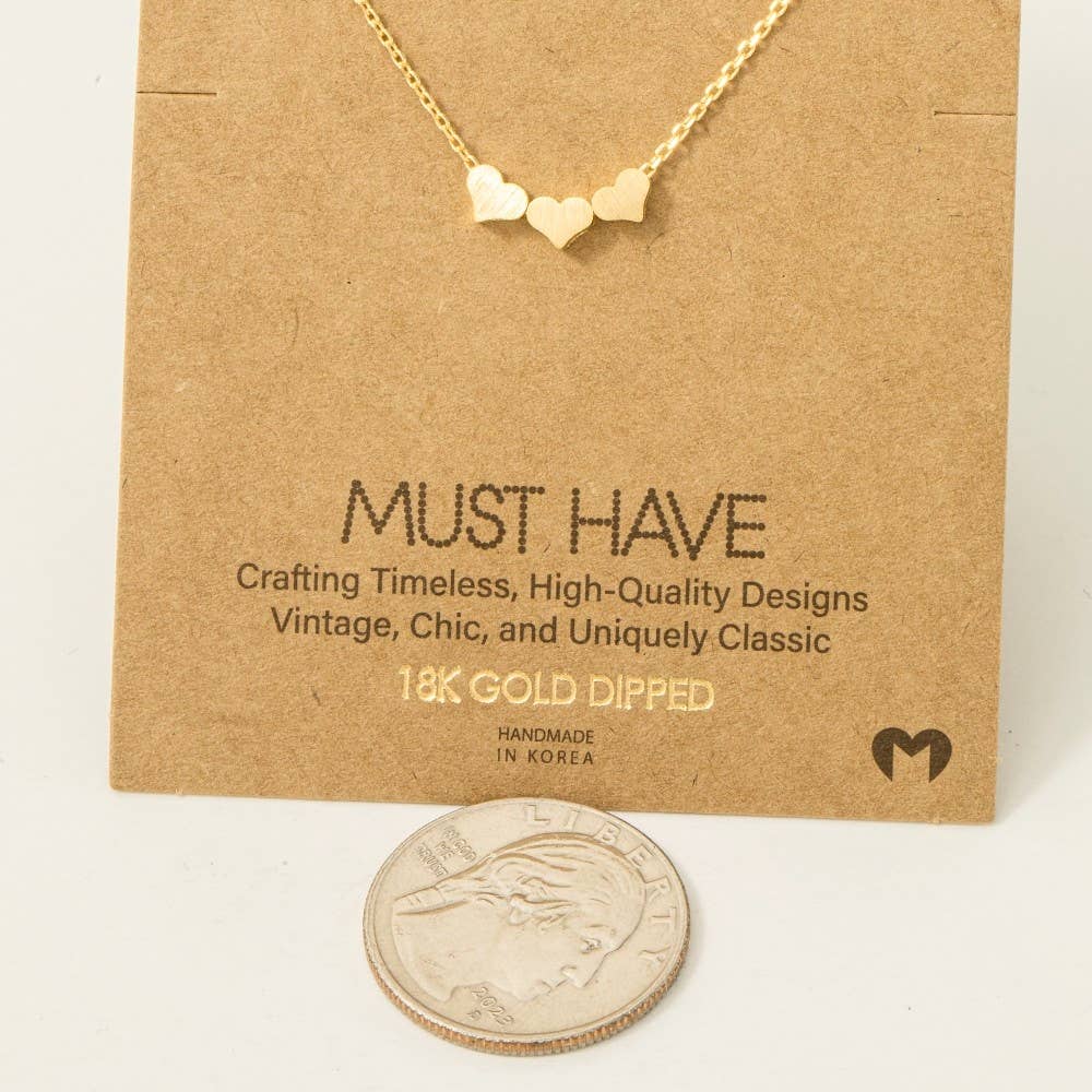 Fame Accessories - Wholesale Pendant/Charm Necklace - Three Dainty Hearts Necklace2