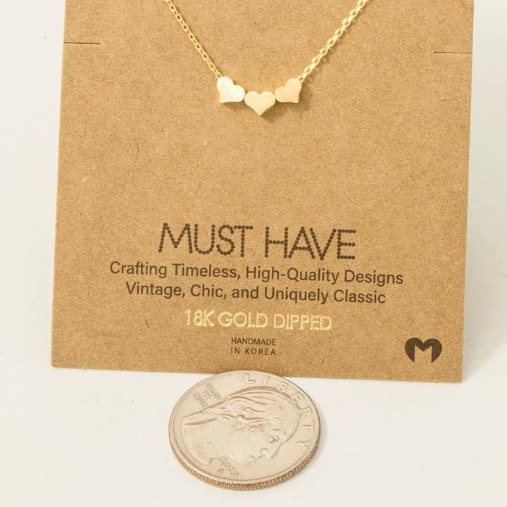 Fame Accessories - Wholesale Pendant/Charm Necklace - Three Dainty Hearts Necklace2