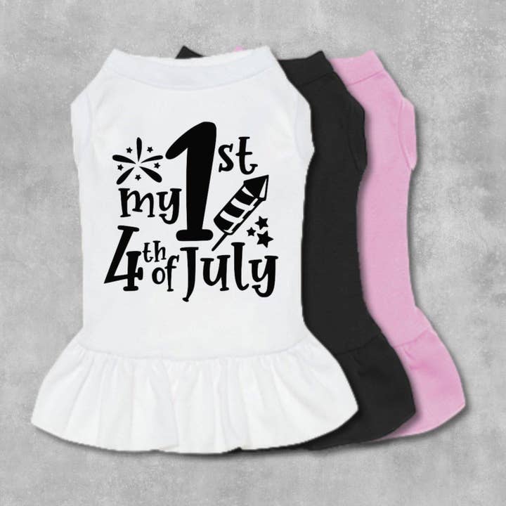 My First 4th of July Small Dog Dress, Summer Shirt for wholesale by The Honest Dog Company