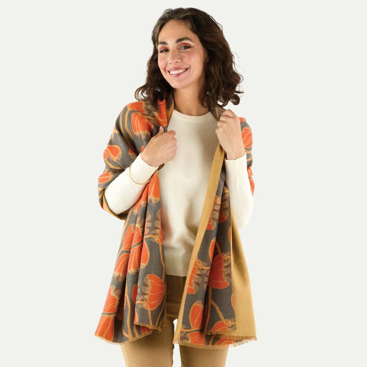 Cachecol Reversível Moderno Laranja Tulipa por atacado de rockflowerpaper