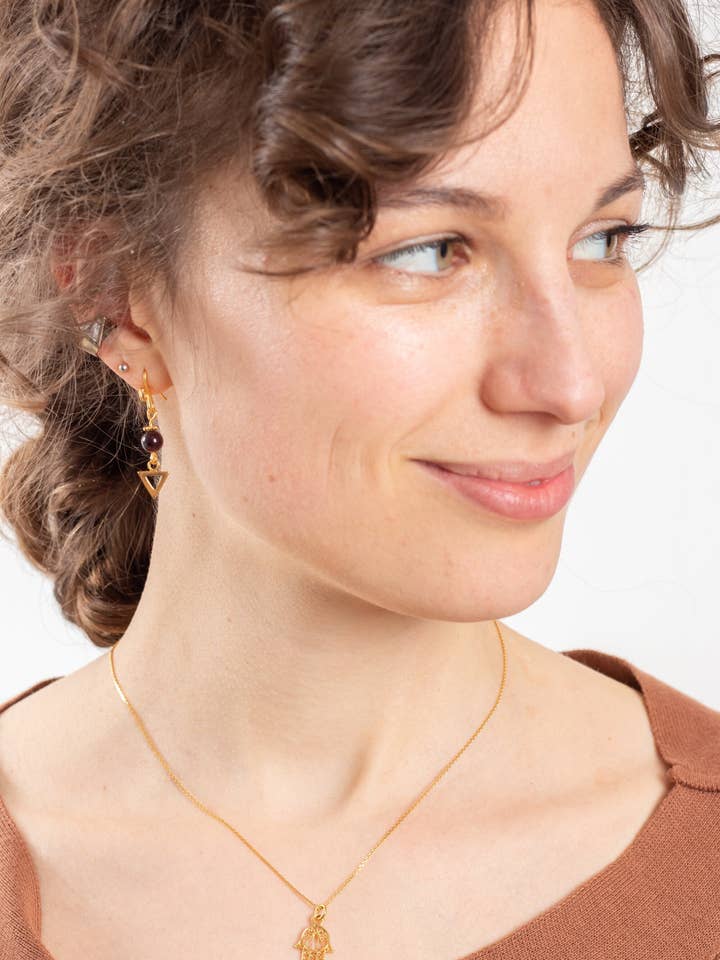 triangle garnet earrings for wholesale by Nalina Wild