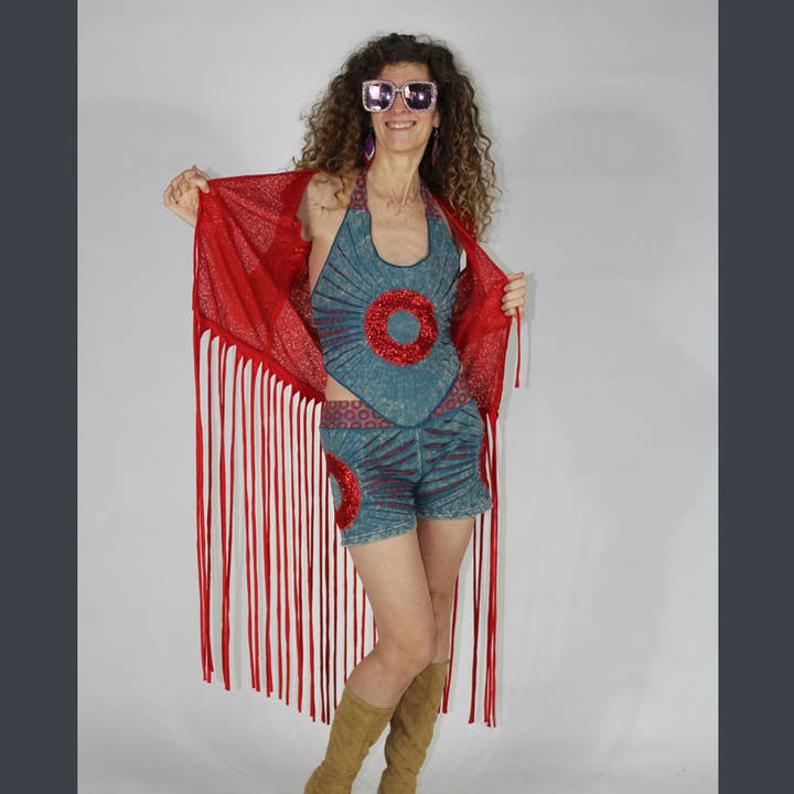 Rosso Gilet con Frange Amni Blues in vendita all'ingrosso su Faire