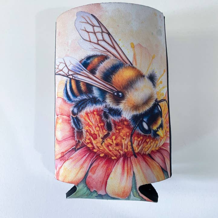 Bee Quote Flat Stubby Holder Cooler for wholesale by Sue Findlay Designs