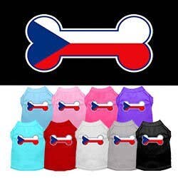 Pet Dog & Cat Shirt Screen Printed, "Bone Flag Czech Republic" for wholesale by As You Wish Apparel