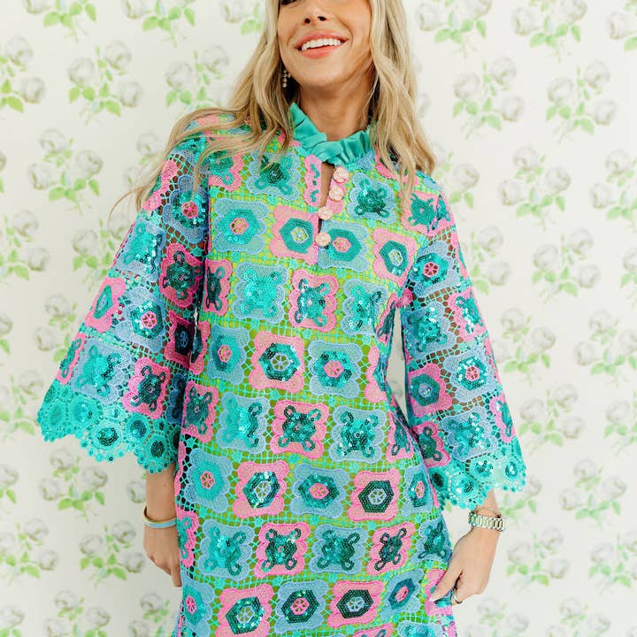 BC Caftan - Turquoise Mosaic for wholesale by Brianna Cannon