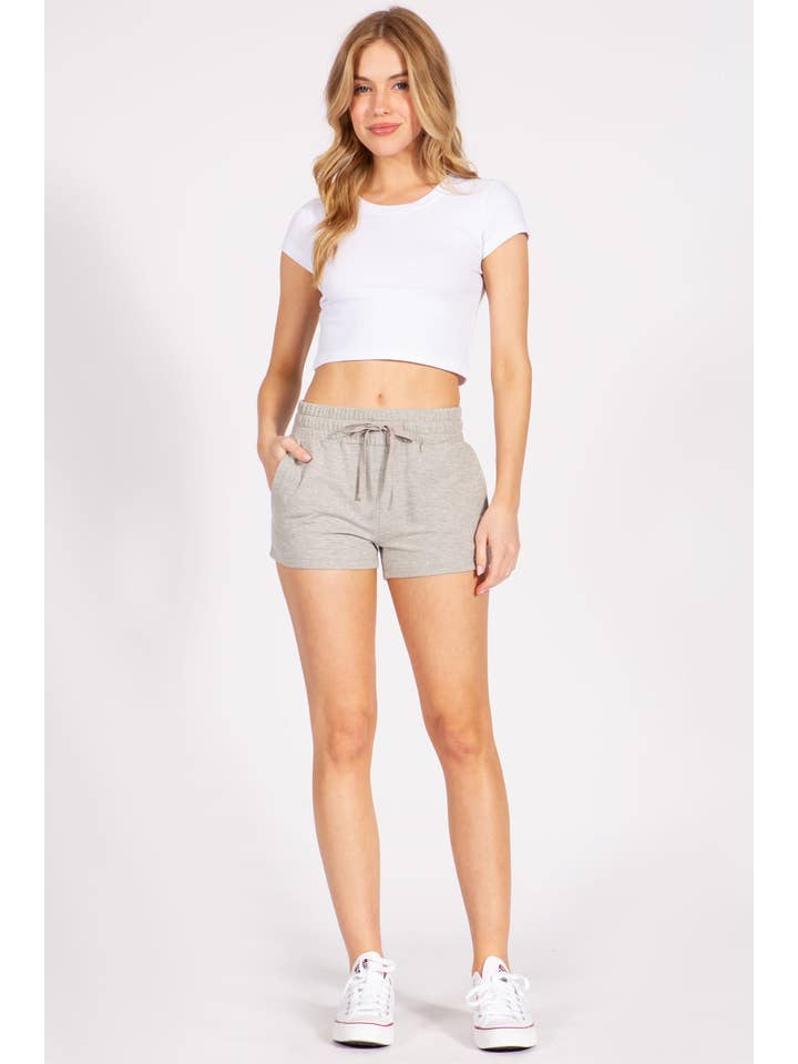 Color 5 - Wholesale Shorts - Women's - Solid color french terry casual shorts with draw string1