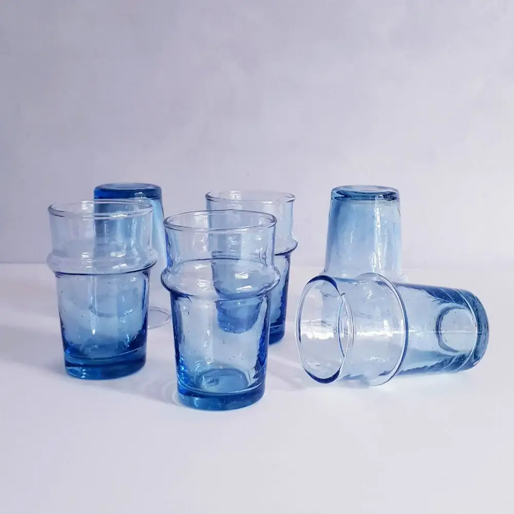 High crafty - Wholesale Drinking Glass/Cup - 🍹 Blue Beldi Glasses – Hand Blown Recycled Glass (Set of 6)0