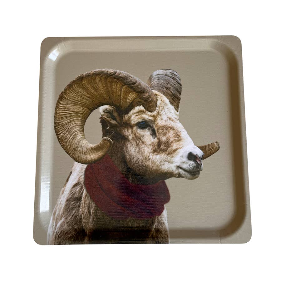 Coast and Valley - Wholesale Decorative Tray - Cabri beige square mountain deco tray - 33x33cm