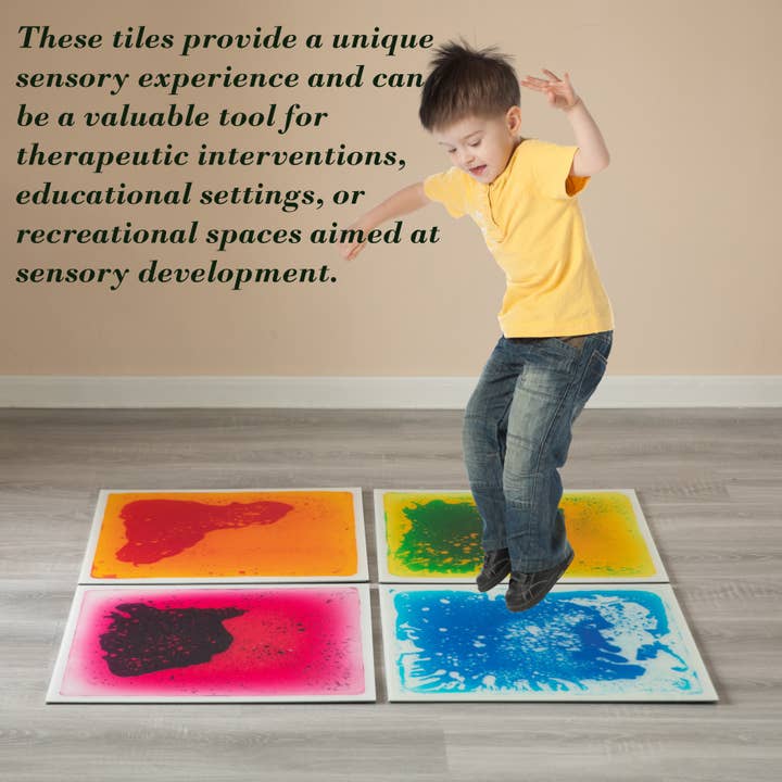 Quickway Imports - Wholesale Toy Set - Kids - Sensory Liquid Gel Floor Square Tiles, Kids Floor Mat, 4PacK