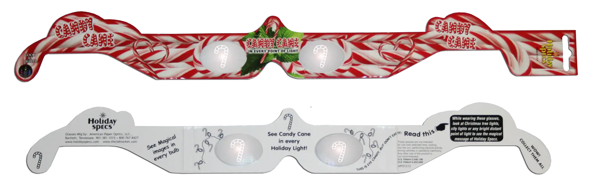 American Paper Optics, LLC - Wholesale Party Favor - Candy Cane  3D HolidaySpecs Glasses - 25 Pack1