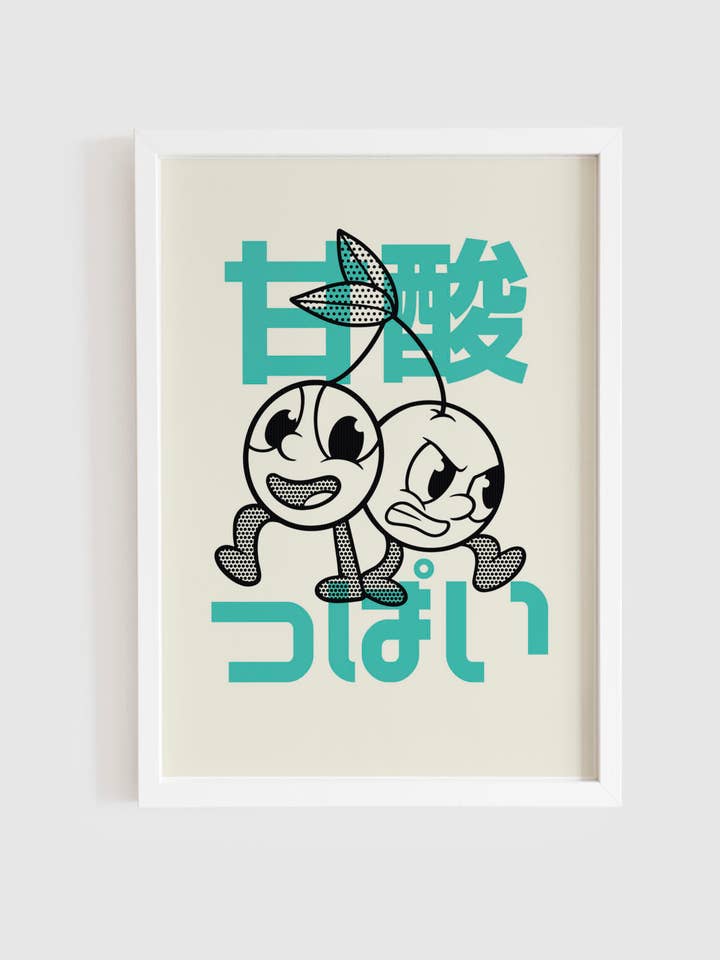 Sweet And Sour - Poster vintage da cucina retrò con ciliegie per la vendita all'ingrosso da parte di Inked Prints