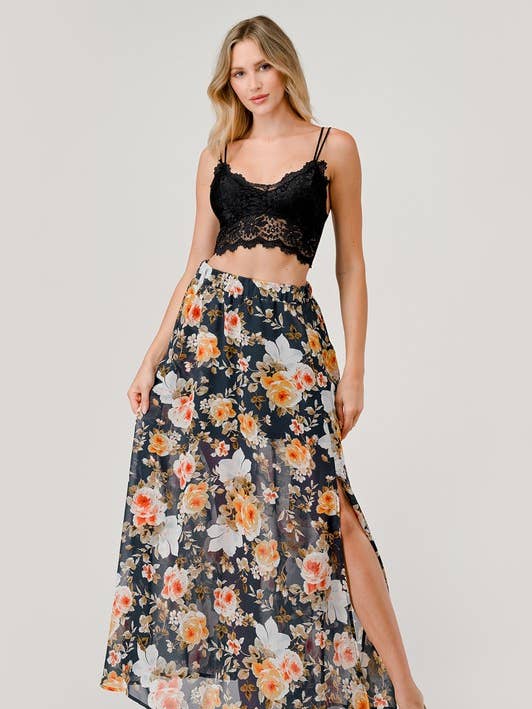 Floral Maxi Pocket Skirt for wholesale by And Yvette
