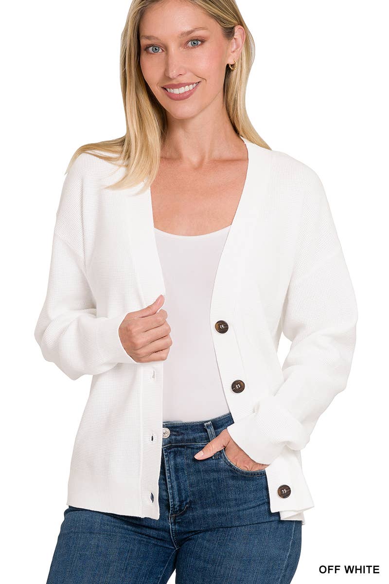 42POPS - Wholesale Cardigan - Women's - .Drop Shoulder Button Front Sweater Cardigan13