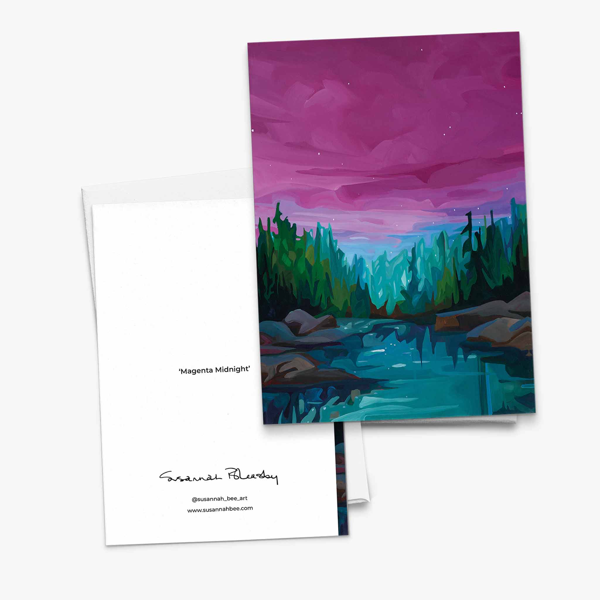 Susannah Bleasby Art - Wholesale Everyday Greeting Card - Magenta Midnight | Magenta Art Card | Blank Greeting Card1