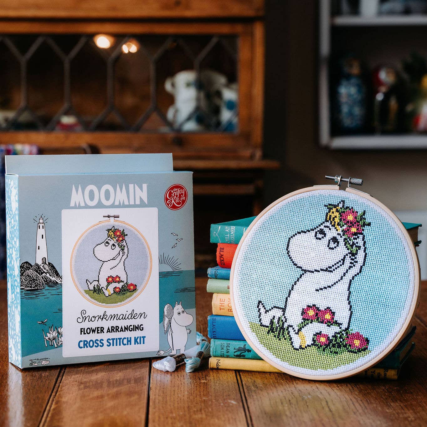 The Crafty Kit Company - Wholesale Embroidery/Cross Stitch Supplies - Moomin Cross Stitch Kit - Snorkmaiden Flower Arranging5
