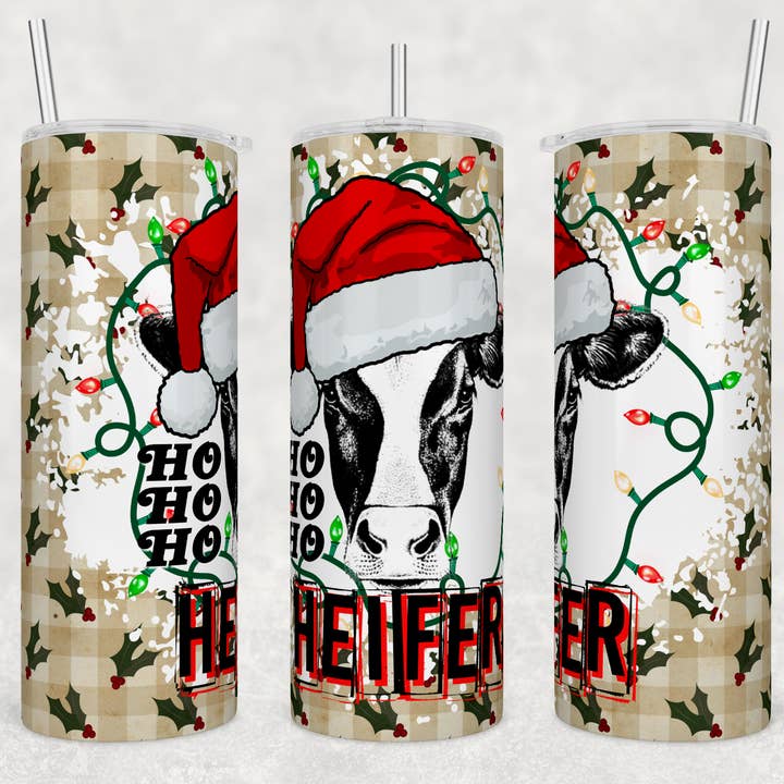 20 Ounce Tumbler~ HO HO HO Heifer~ Christmas for wholesale by Paxton's One Stop Shop LLC