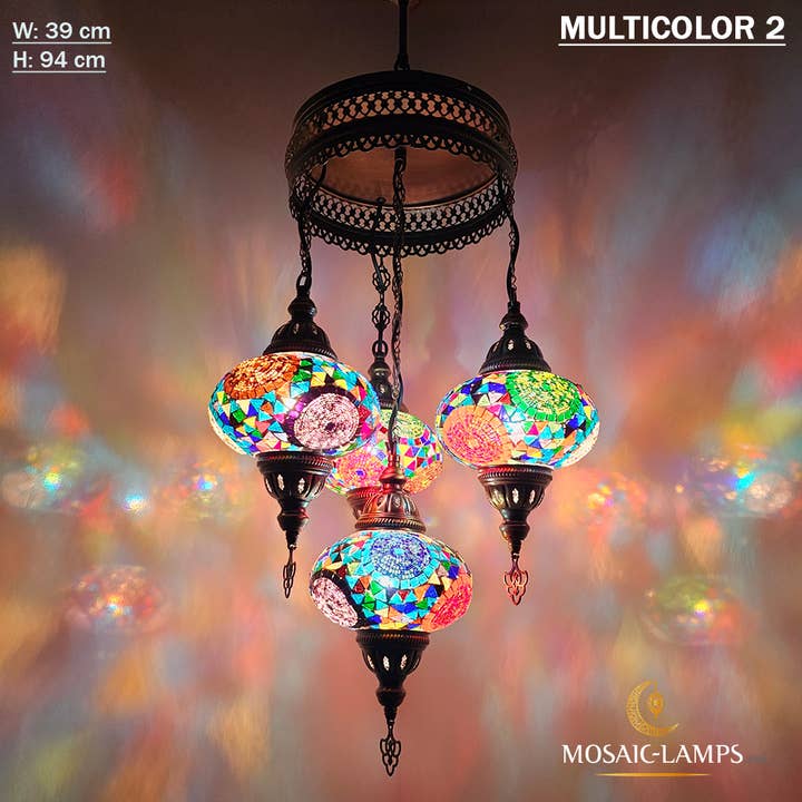 4-Globe Turkish Sultan Chandelier, Moroccan Lamps for wholesale by Mosaic Lamps