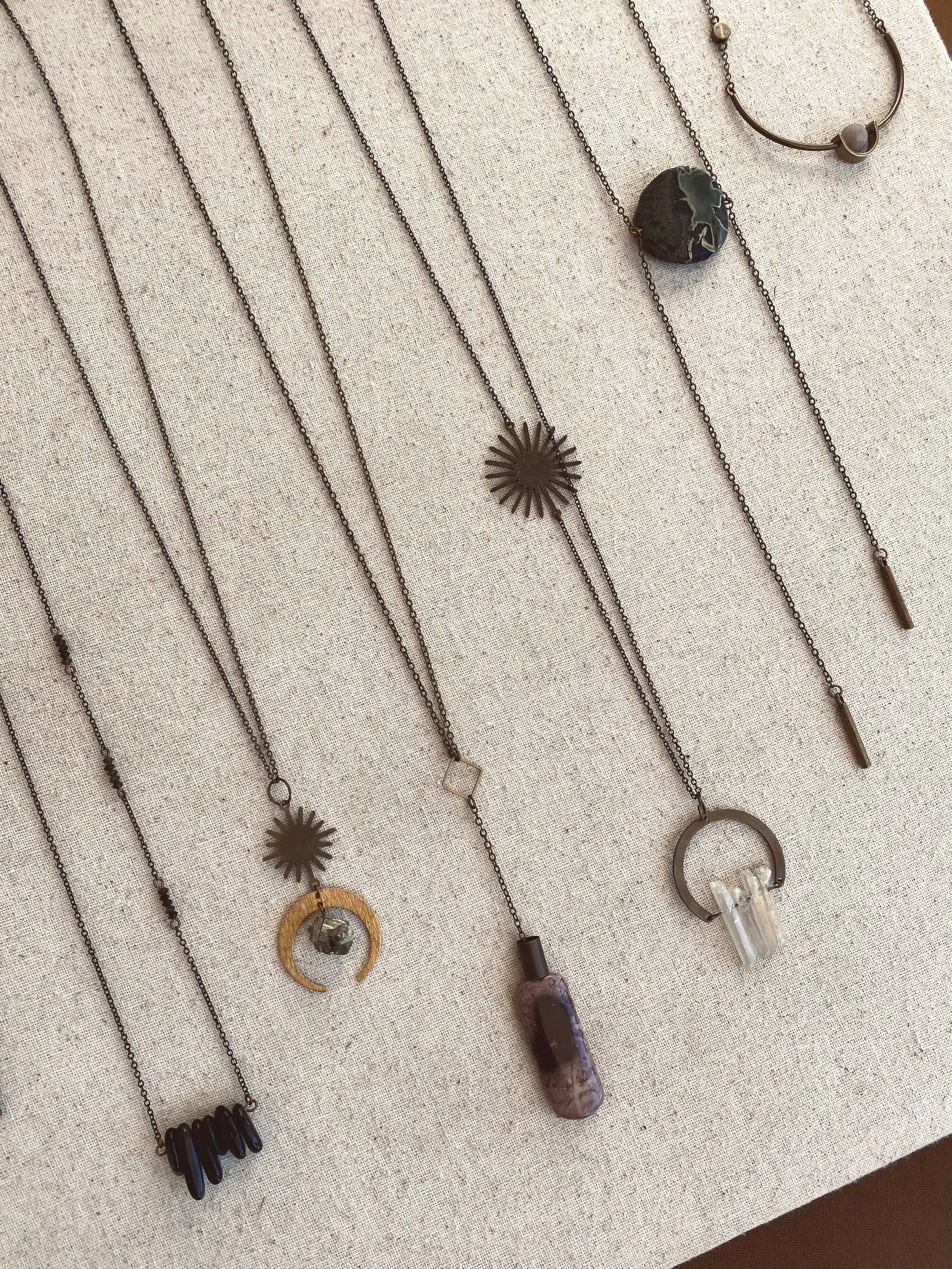 Arid Collective - Wholesale Pendant/Charm Necklace - Long Brass + Crystal Necklace | Reiki Infused | Handmade6