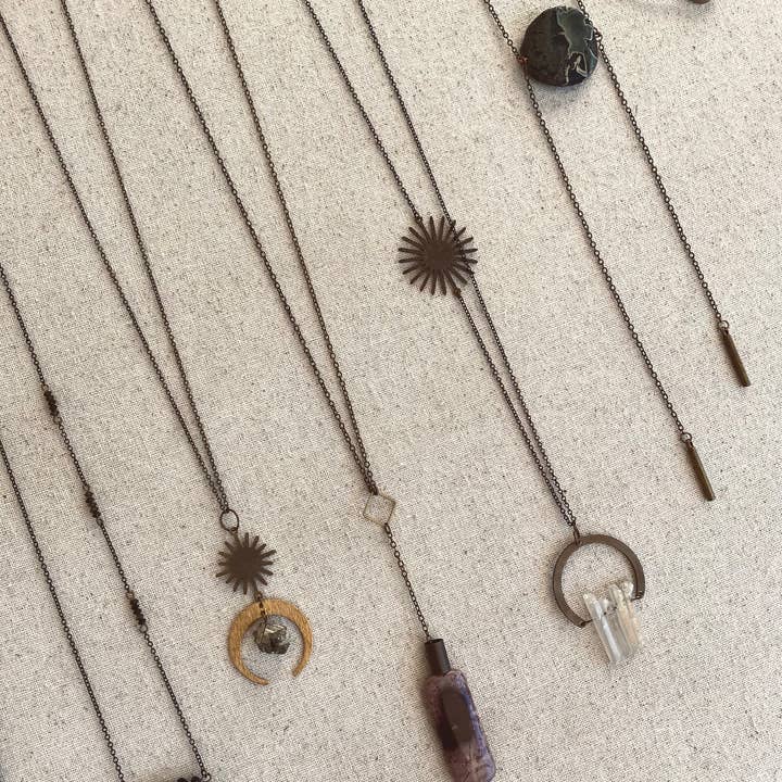 Arid Collective - Wholesale Pendant/Charm Necklace - Long Brass + Crystal Necklace | Reiki Infused | Handmade6