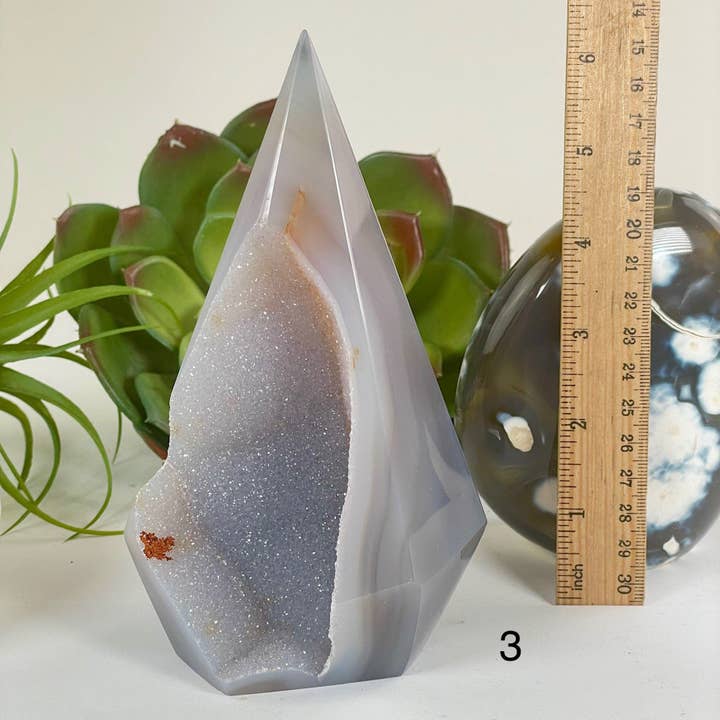 Rock Paradise - Wholesale Spiritual stone/crystal - Agate Druzy Geode Long Wide Crystal Point Cut Base - As Is - You Choose2