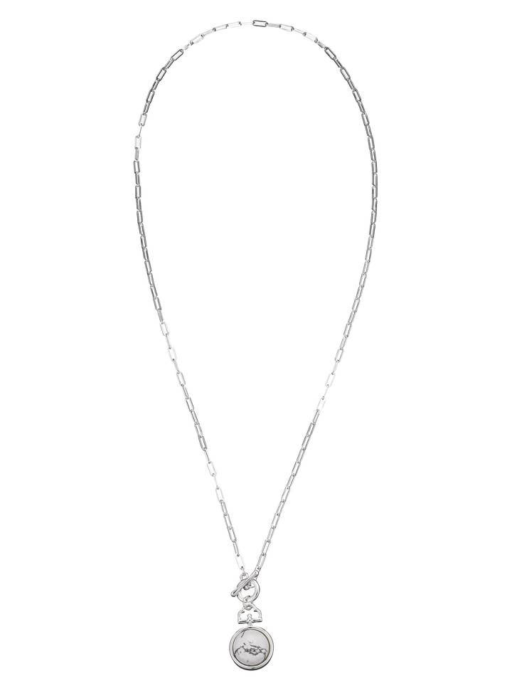 LesliiLange Halskette Steinanhänger rund mit T-Verschluss für den Großhandel von Leslii