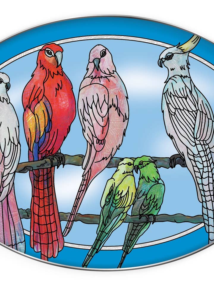 Exotische Vogels van Kleur - 5,5" x 7" Med. Ovale Glazen Zonvanger voor wholesale door Bridgeton Hall