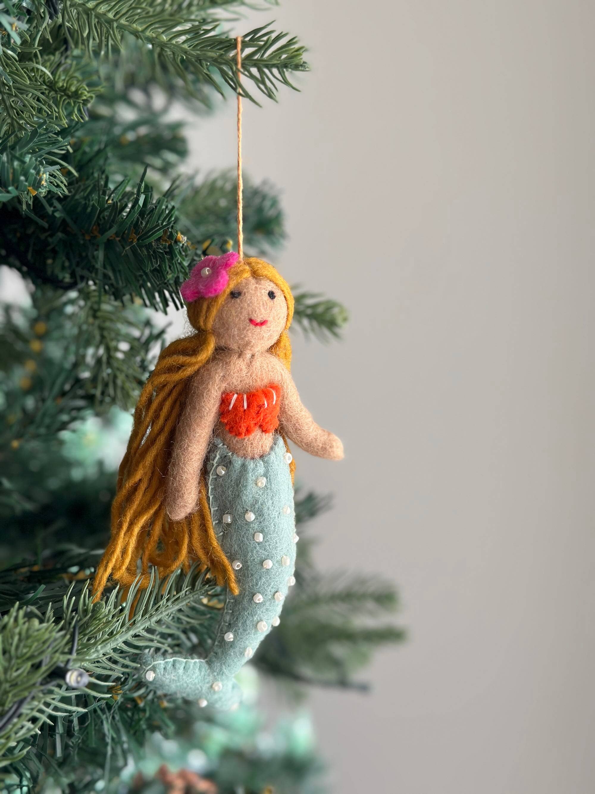 Ganapati - Wholesale Ornament - Felt Blond Mermaid Ornament3