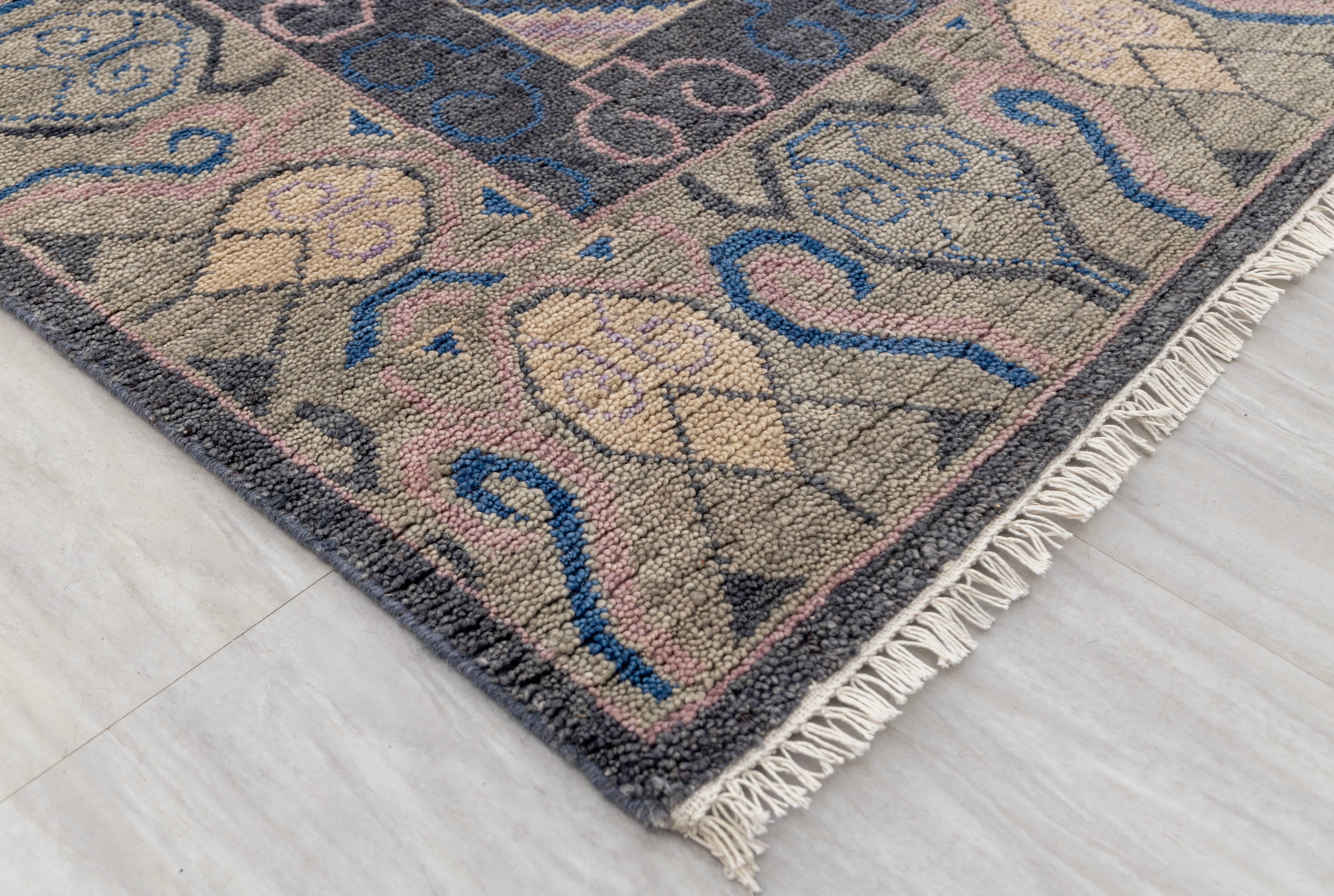 Aesthetic Homes LLC - Wholesale Area Rug - 9x12 Vintage Persian Khotan Gray Wool Hand Knotted RugG-91265