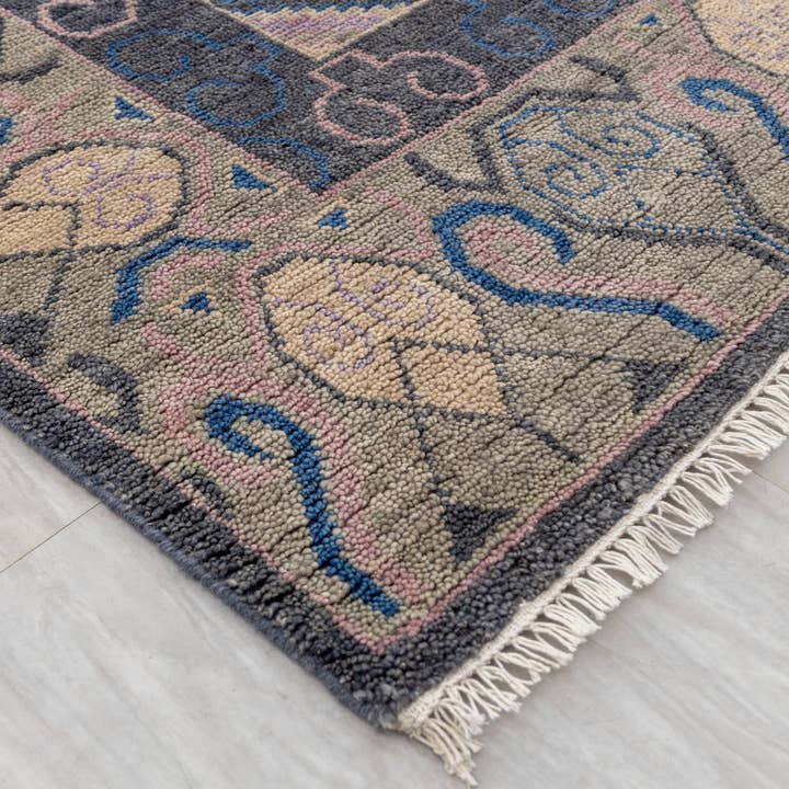 Aesthetic Homes LLC - Wholesale Area Rug - 9x12 Vintage Persian Khotan Gray Wool Hand Knotted RugG-91265