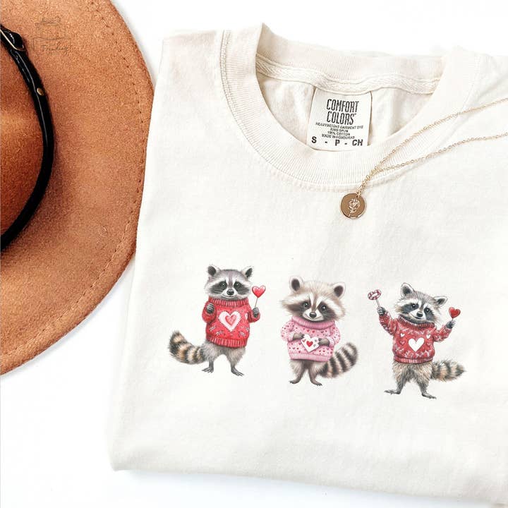Comfort Colors Valentine Racoon Shirt, Feral Love Heart Tee for wholesale by ClevorFit