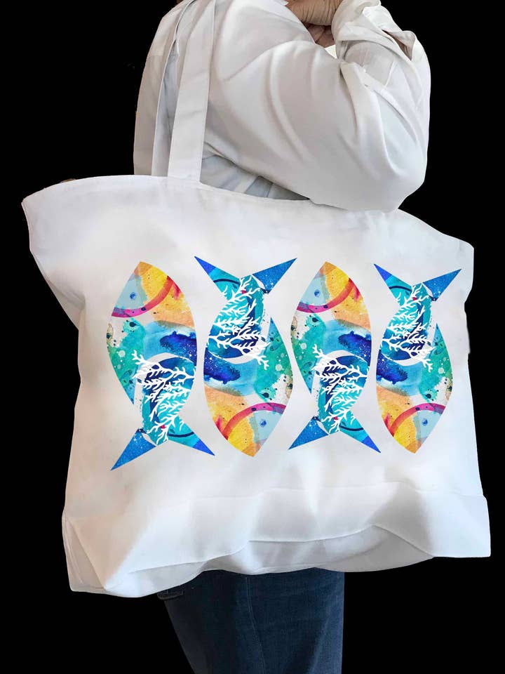 Abstract Fish Tote Bag for wholesale by M Design Studio Gifts