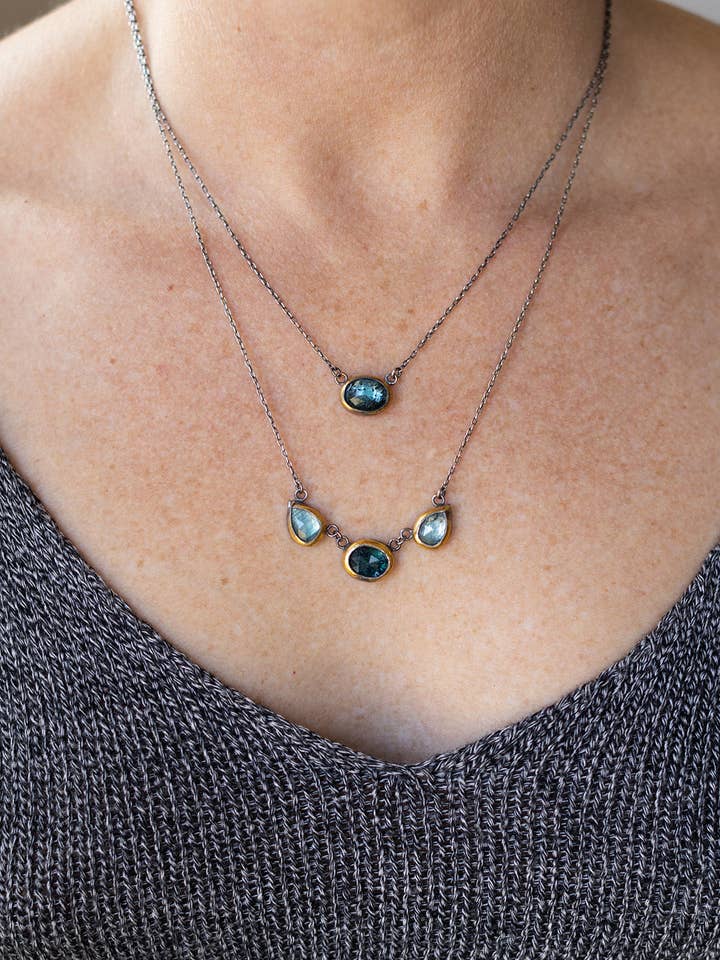 Three Stone Rim Necklace for wholesale by Austin Titus Studio