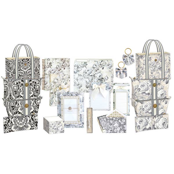 Falmet Rose & Damask Noire Papirvarer og Stofpakke for engroshandel hos Anna Griffin Inc