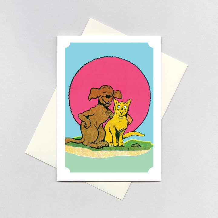 Dog and Cat Friends - Friendship Card for wholesale by Laughing Elephant