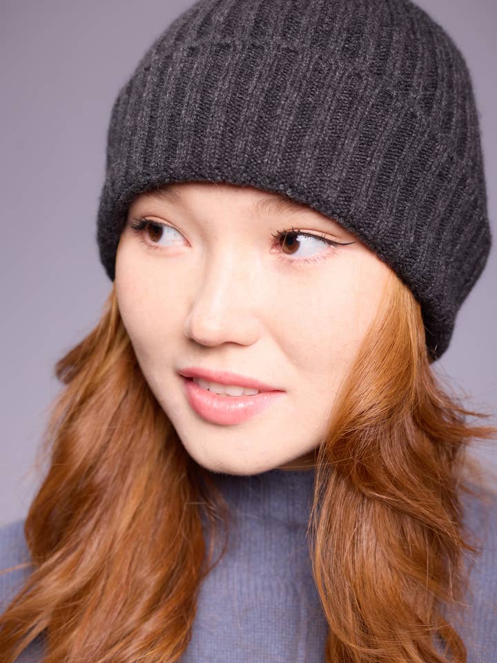 Cashmere Ribbed Beanie for wholesale by Khishi Cashmere