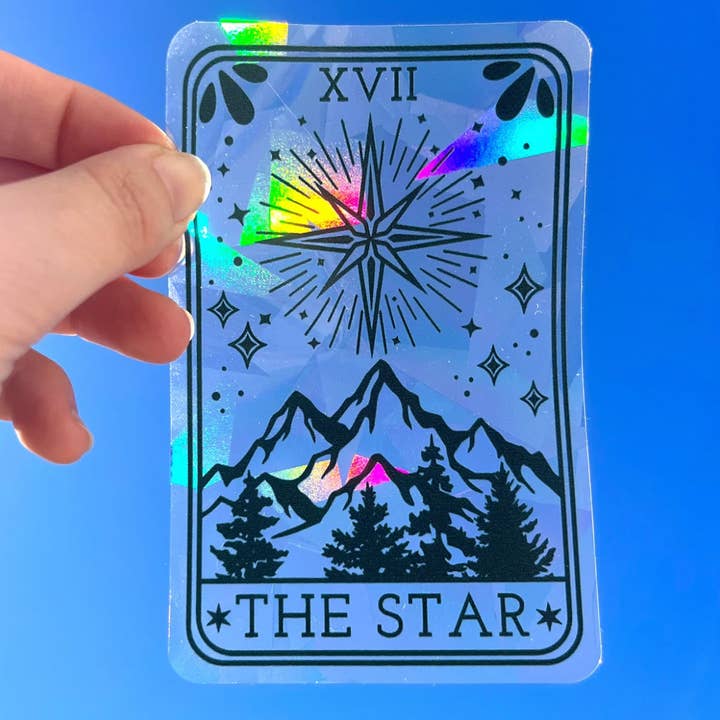 Star Tarot Card Suncatcher Sticker | Rainbow Window Decal for wholesale by Art by Sharell
