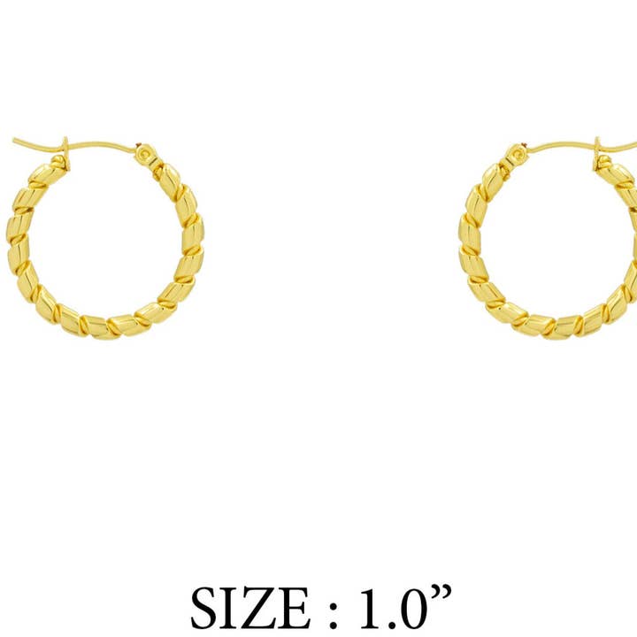 Stainless Steel 1" Twisted Hoop Earring for wholesale by What's Hot